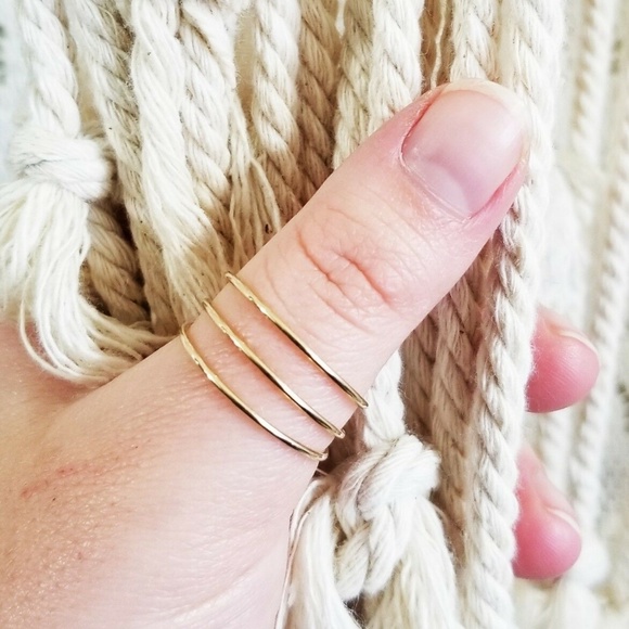 Jewelry - {nwt} 14k Gold Thin 1mm Stacking Thumb Ring